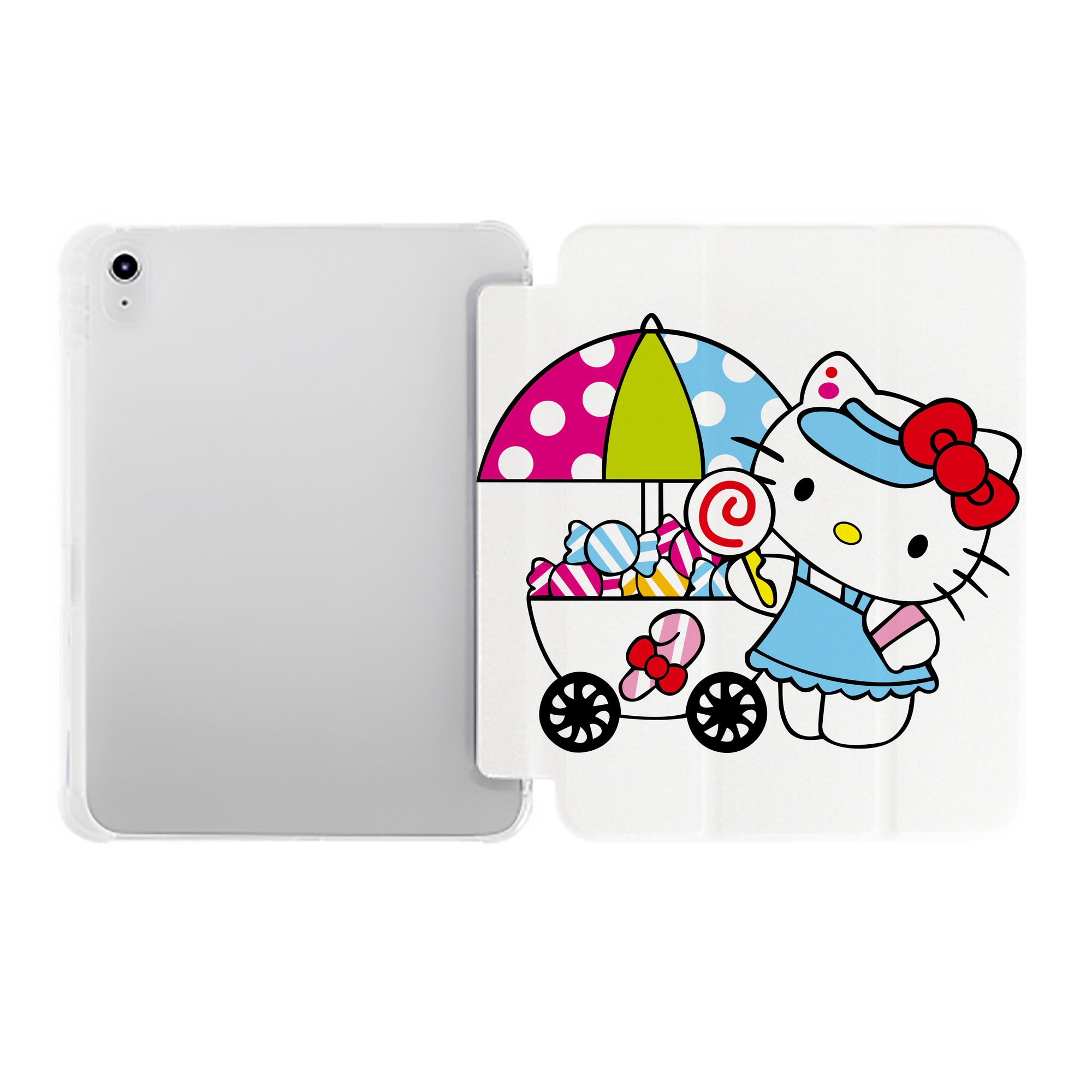（画像用） Hello Kitty ハローキティ IPad ケース ペン収納付き 三つ折りスタンド PUレザー×シリコン 対応機種9.5/10.5/10.9インチ